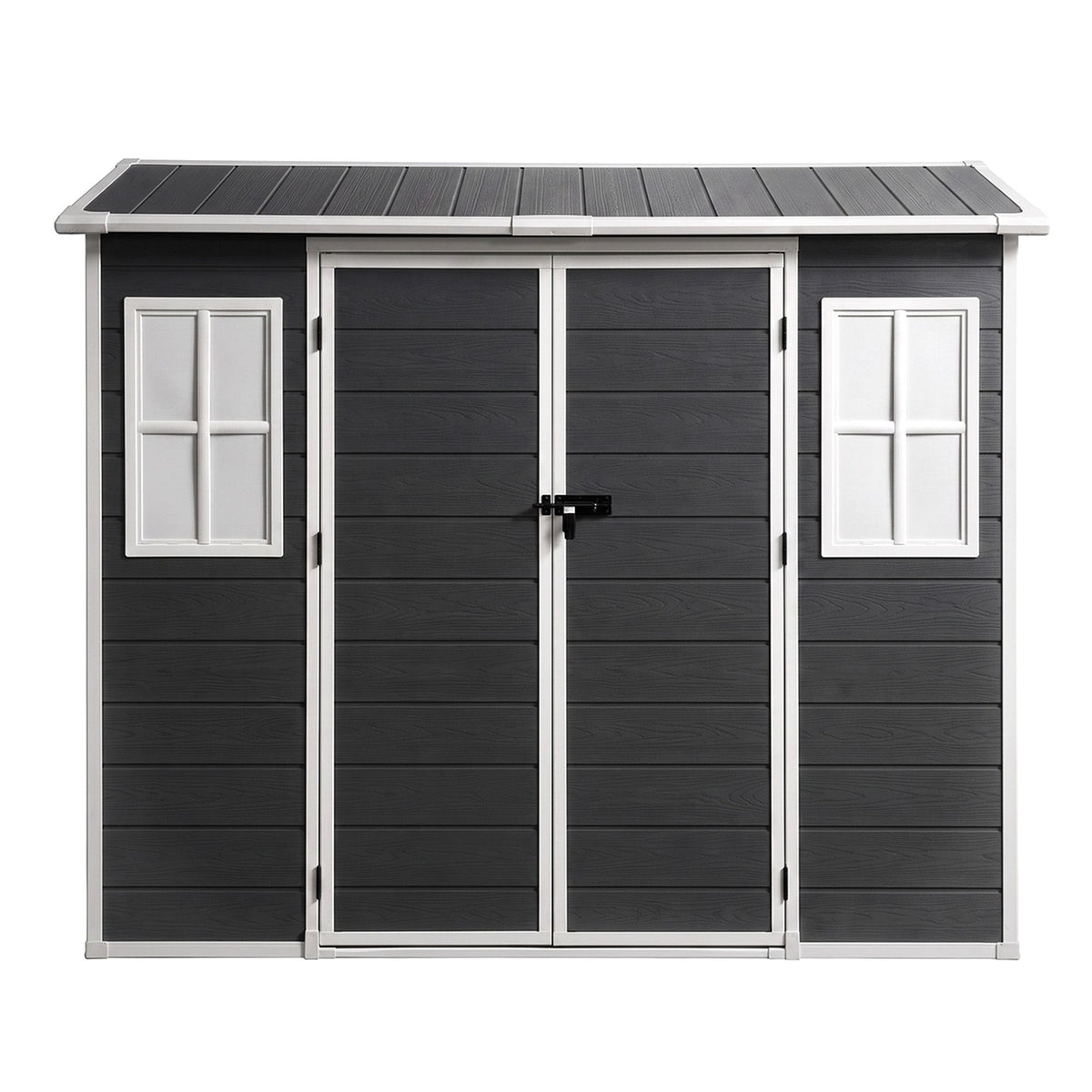Giantz Garden Shed Resin Outdoor Storage Box 2.44x1.31M Tool Shed Backyard Black