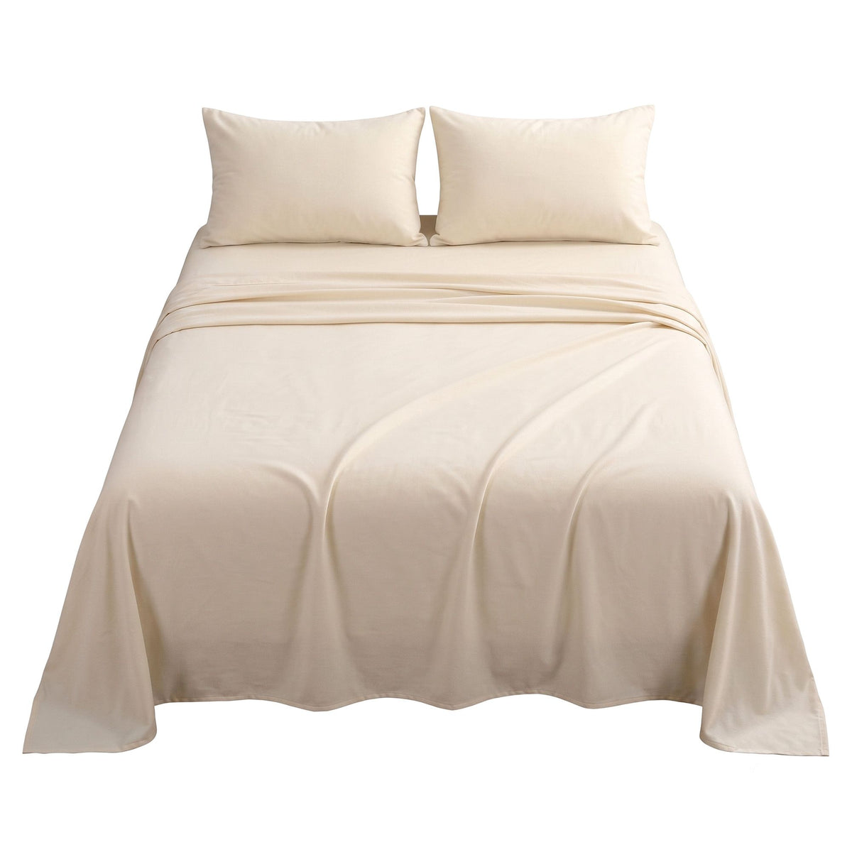 Giselle Queen Sheet Set 150 GSM Anti-pilling Micro Flannel, Fast Drying Lightweight 4 Piece, 40CM Deep Pocket Fits Thick Mattress, Cream White