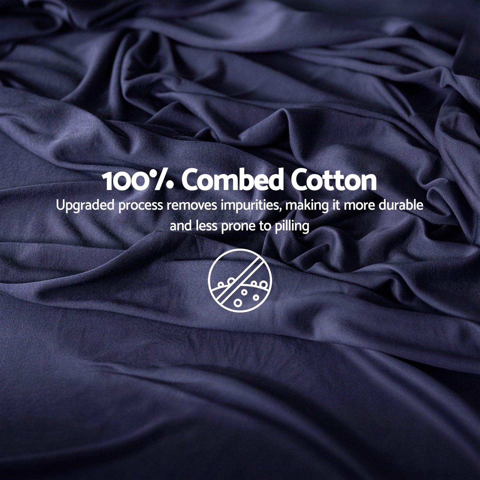 Giselle Double 500TC Cotton 4Pcs Sheet Set with 40cm Extra Deep Pocket for Thick Mattresses Sateen Weave for Sweaty Nights Navy Blue