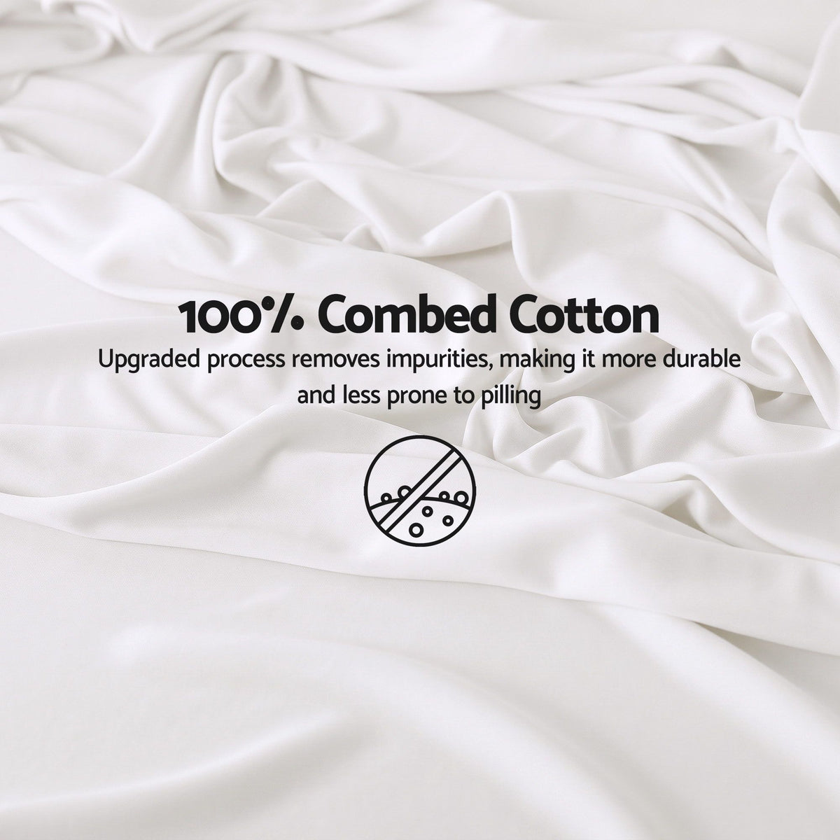 Giselle Queen 500TC Cotton 4Pcs Sheet Set with 40cm Extra Deep Pocket for Thick Mattresses Sateen Weave for Sweaty Nights White