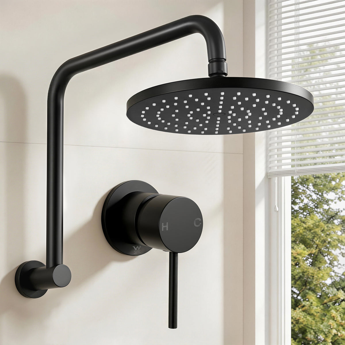Cefito 9'' Rain Overhead Swivel Shower Head with Wall Bathroom Mixer