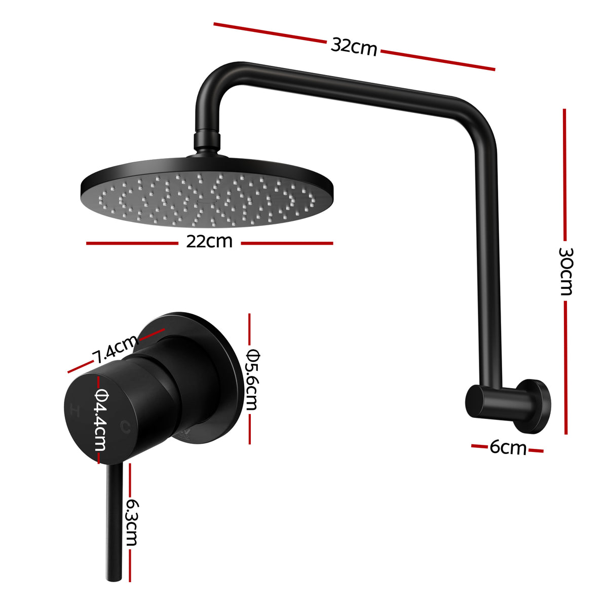 Cefito 9'' Rain Overhead Swivel Shower Head with Wall Bathroom Mixer