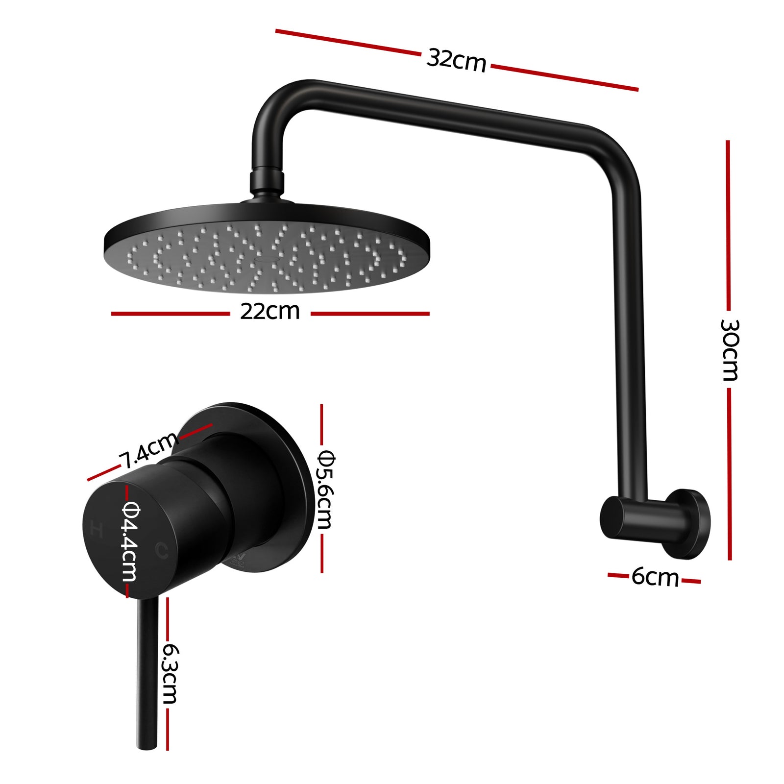 Cefito 9'' Rain Overhead Swivel Shower Head with Wall Bathroom Mixer