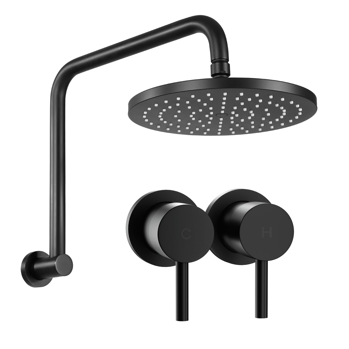 Cefito 9'' Rain Overhead Swivel Shower Head with Wall Twin Swivel Bathroom Tap
