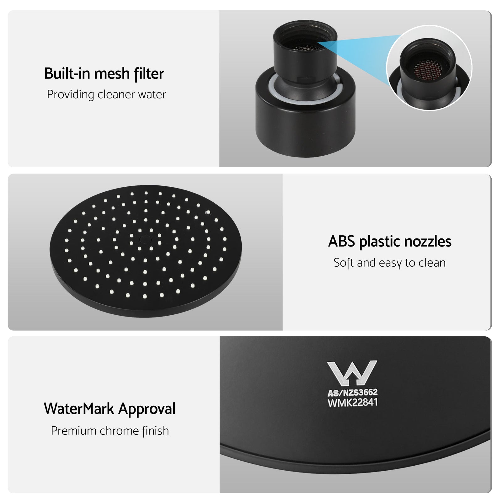 Cefito 9'' Rain Overhead Swivel Shower Head with Wall Twin Swivel Bathroom Tap