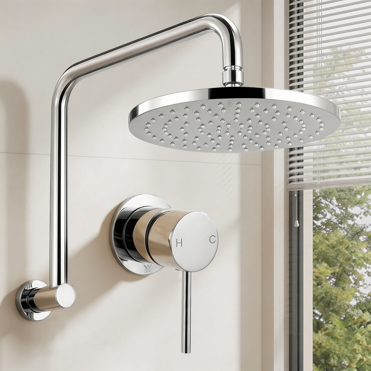 Cefito 9'' Rain Overhead Swivel Shower Head with Wall Bathroom Mixer Silver