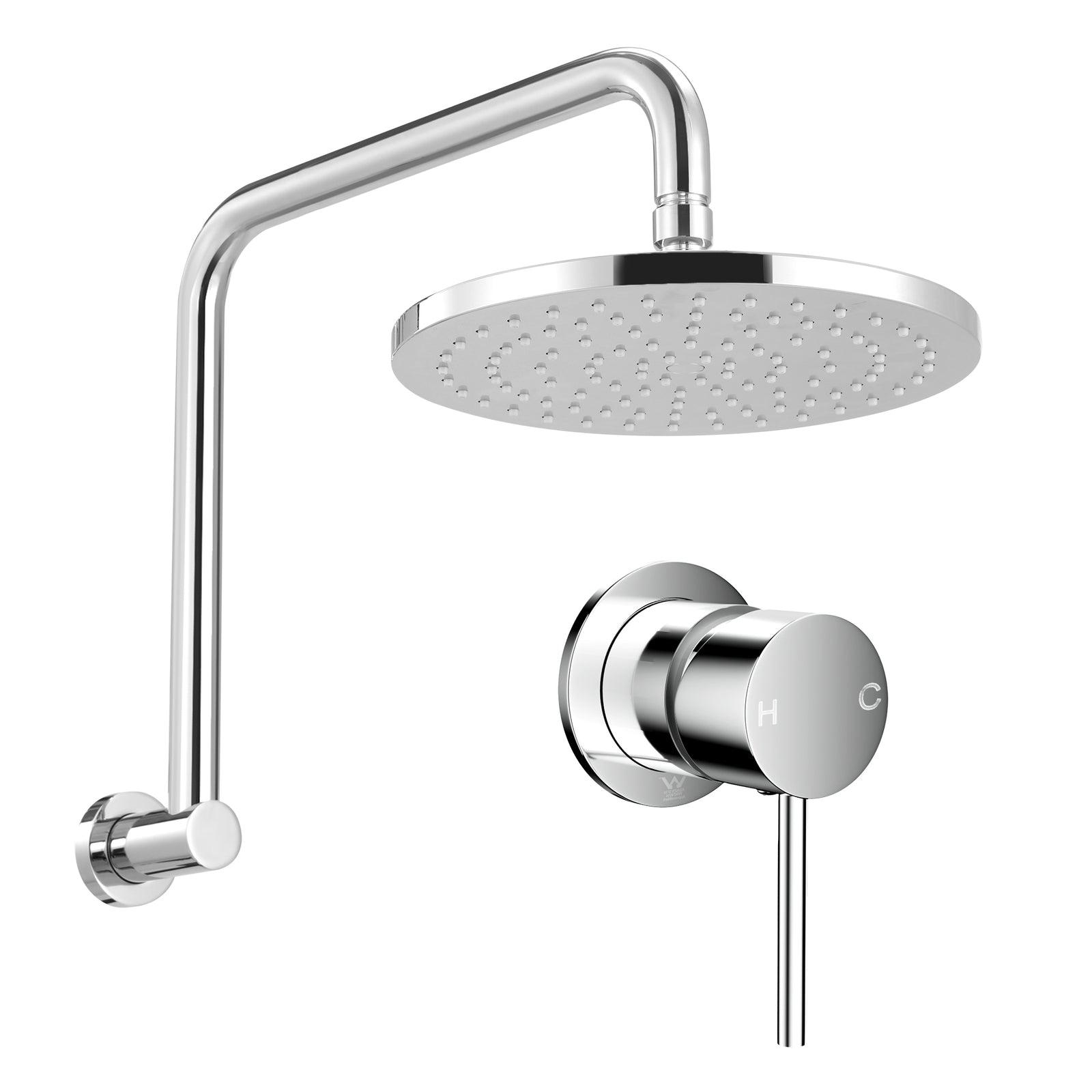 Cefito 9'' Rain Overhead Swivel Shower Head with Wall Bathroom Mixer Silver