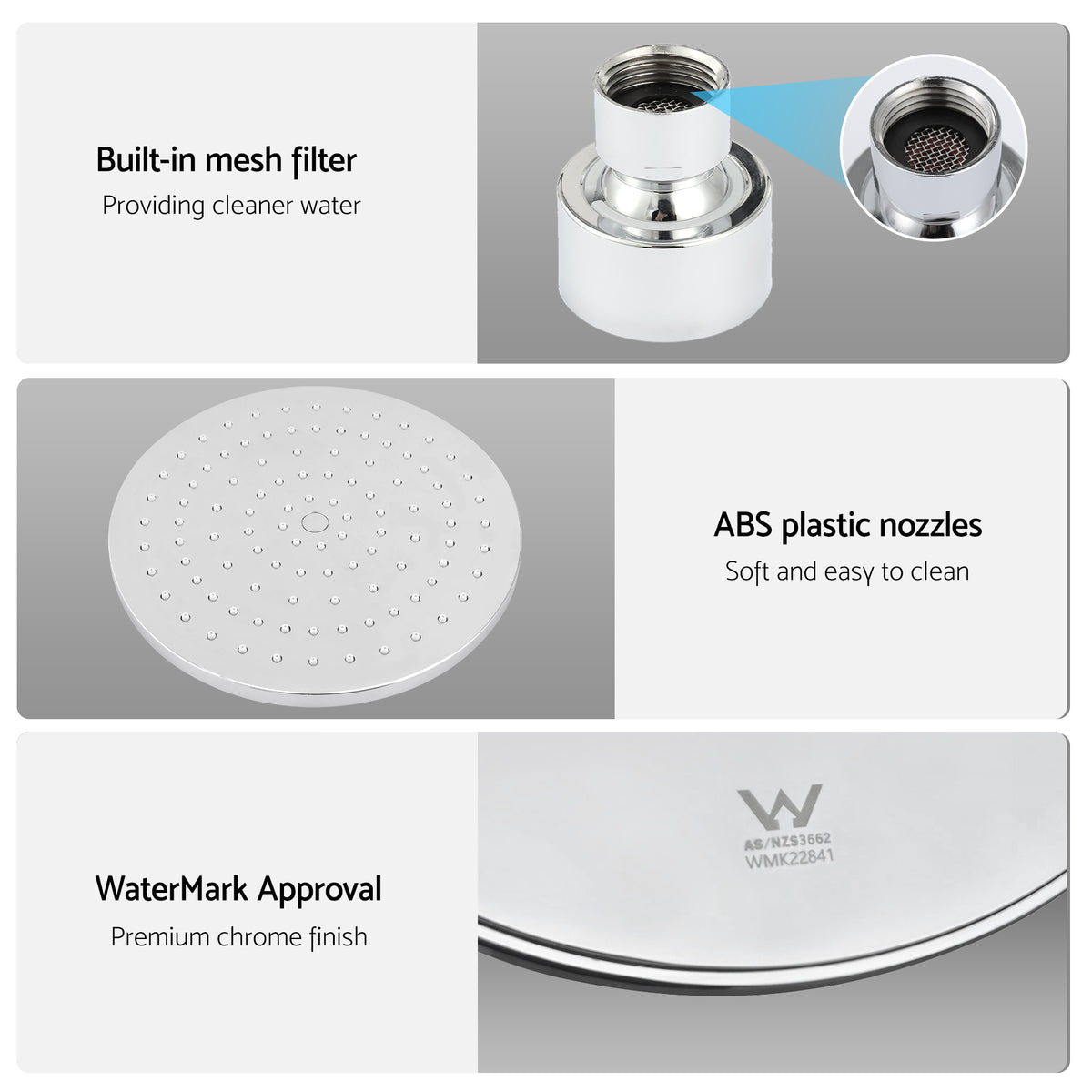 Cefito 9'' Rain Overhead Swivel Shower Head with Wall Twin Swivel Bathroom Tap Silver