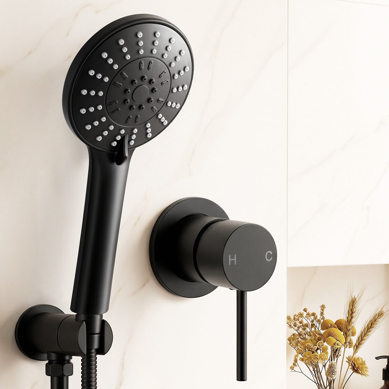 Cefito 4.5" Handheld Shower Head Round with Wall Bathroom Mixer