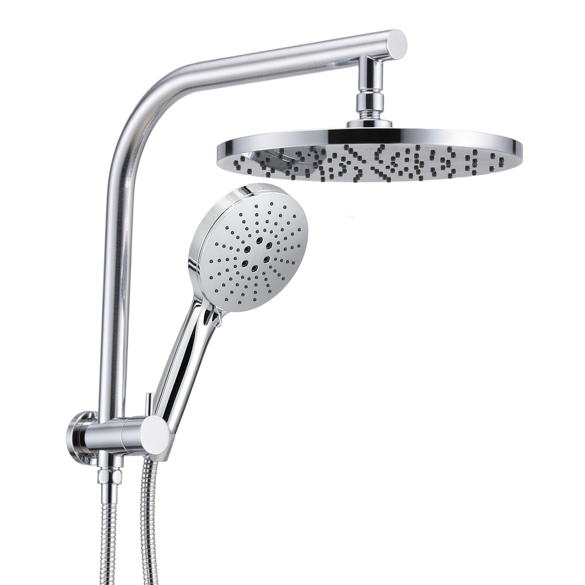 Cefito High-Pressure Shower Heads with Anti-burst 1.5m Hose & 304 S.S Rail, Ideal for Bathroom Upgrades and Pet Washing, 10 Inch Rain & 3-Function Combo