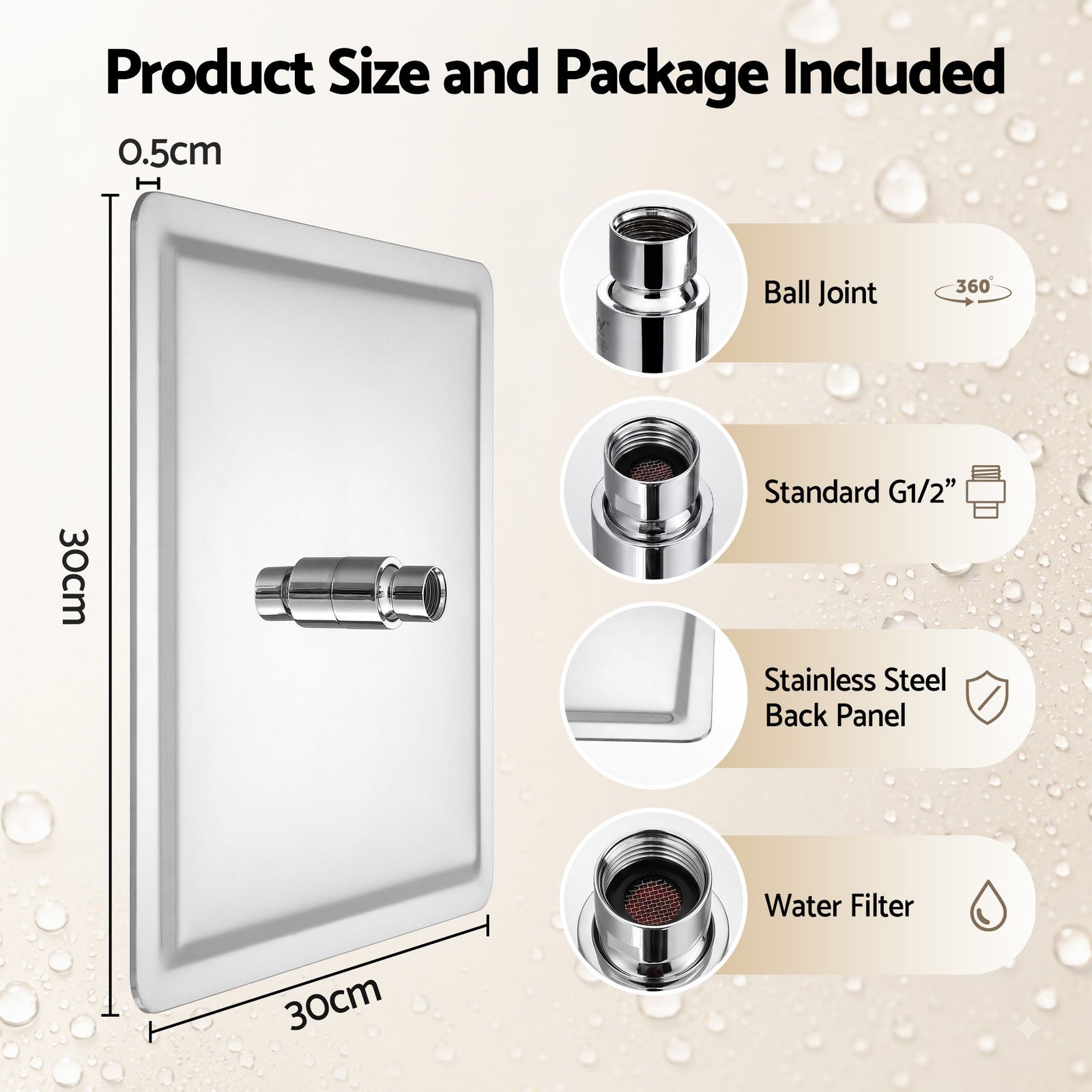 Cefito 12" Extra Large Rain Shower Head, Air-in Tech for Low Water Pressure, Anti-Clog Silicone Jets for Hard Water Scale, 360° Swivel, DIY Renters Install, 304 Stainless Steel