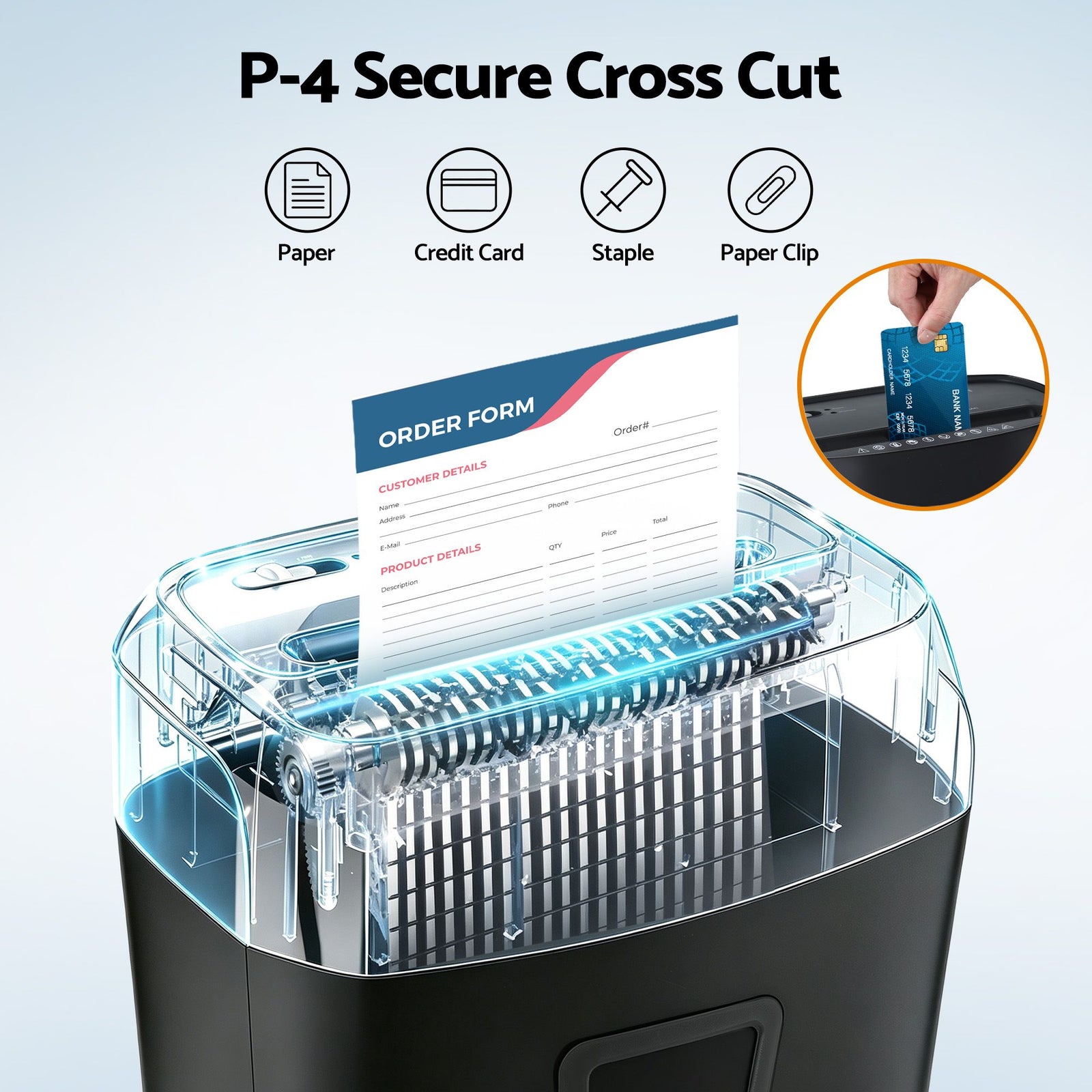 DEVANTI 25L Paper Shredder 14 Sheet P4 Cross Cut for Home Office