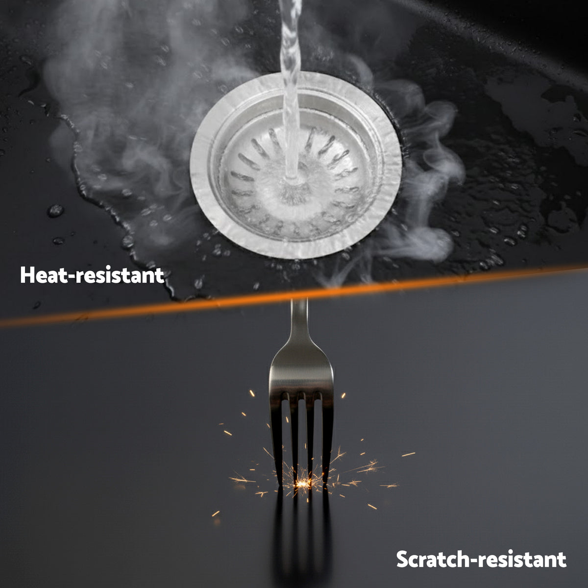 Cefito Kitchen Sink 116x50cm Granite Stone Sink Double Bowl Black