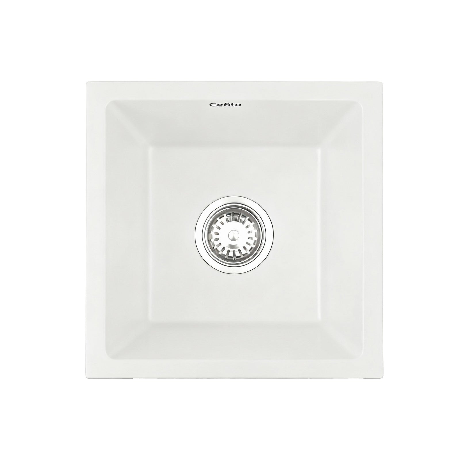 Cefito Kitchen Sink 38x38cm Granite Stone Sink Single Bowl White