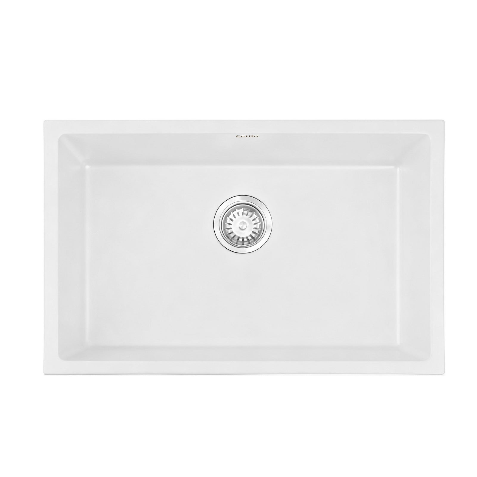 Cefito Kitchen Sink 70x45cm Granite Stone Sink Single Bowl White