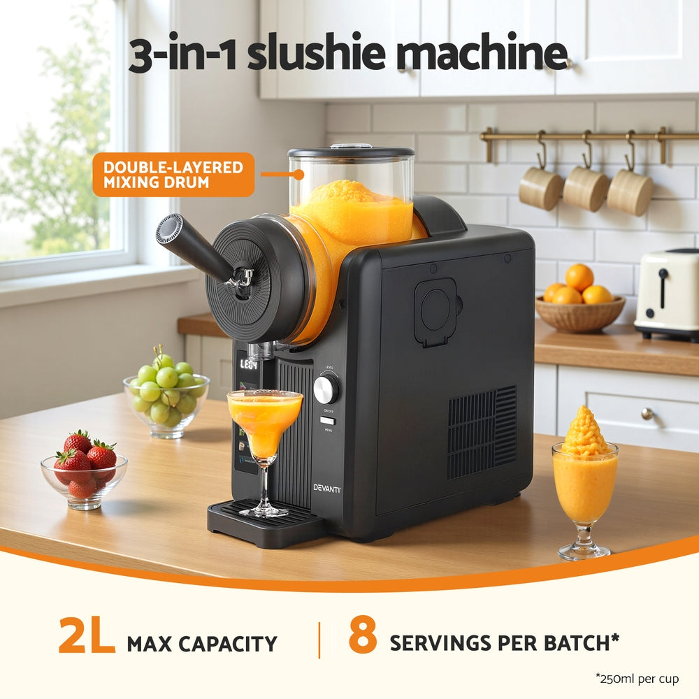 Deavnti 2L Slushie Machine Ice Cream Maker Frozen Smoothies Milkshakes Black