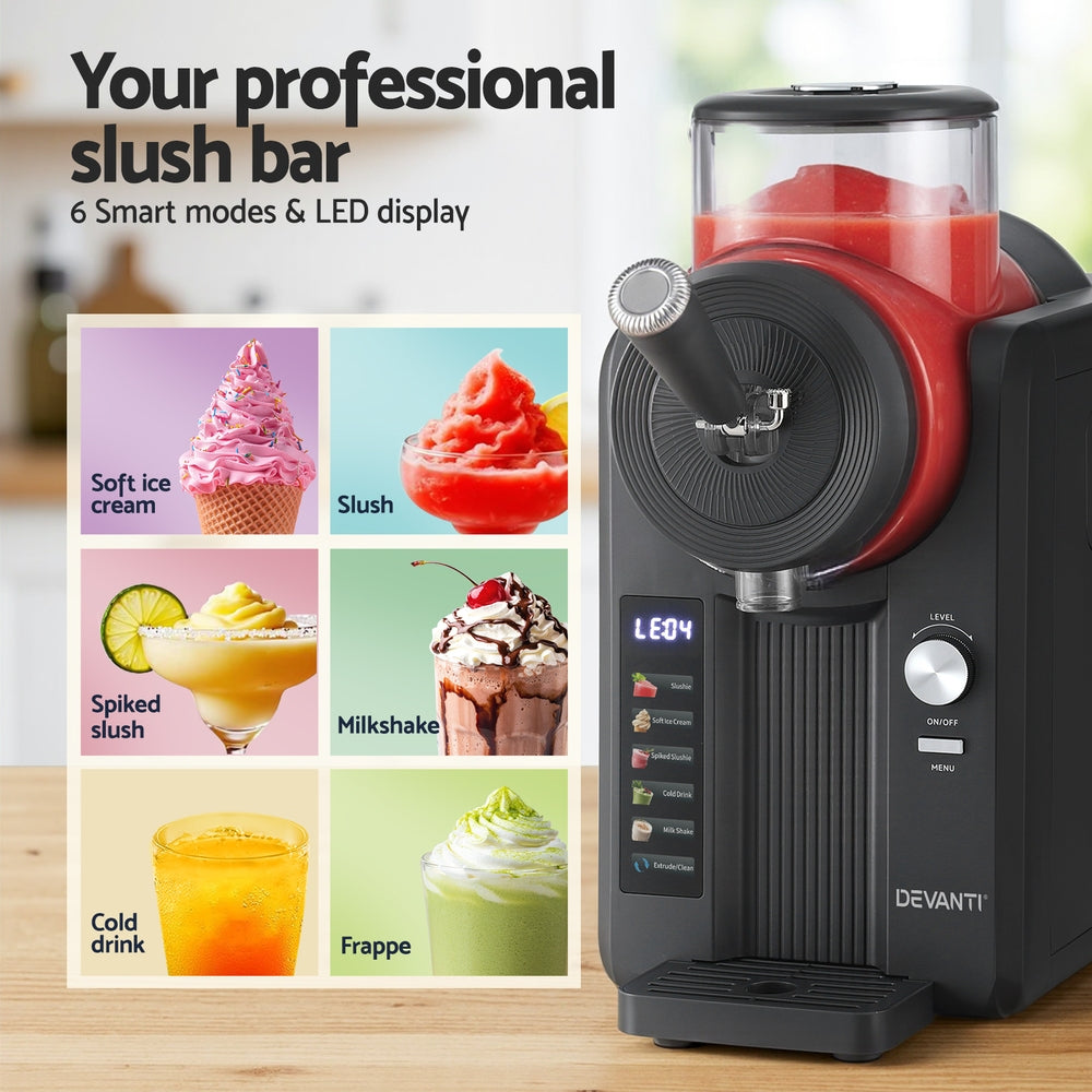 Deavnti 2L Slushie Machine Ice Cream Maker Frozen Smoothies Milkshakes Black