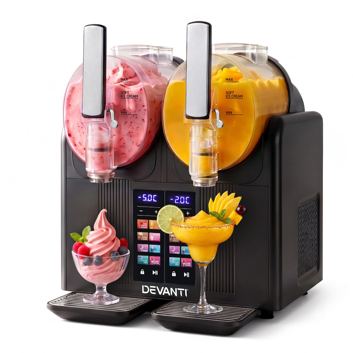 Devanti Slushie Machine 4L Dual Tanks Frozen Drink Ice Cream Maker