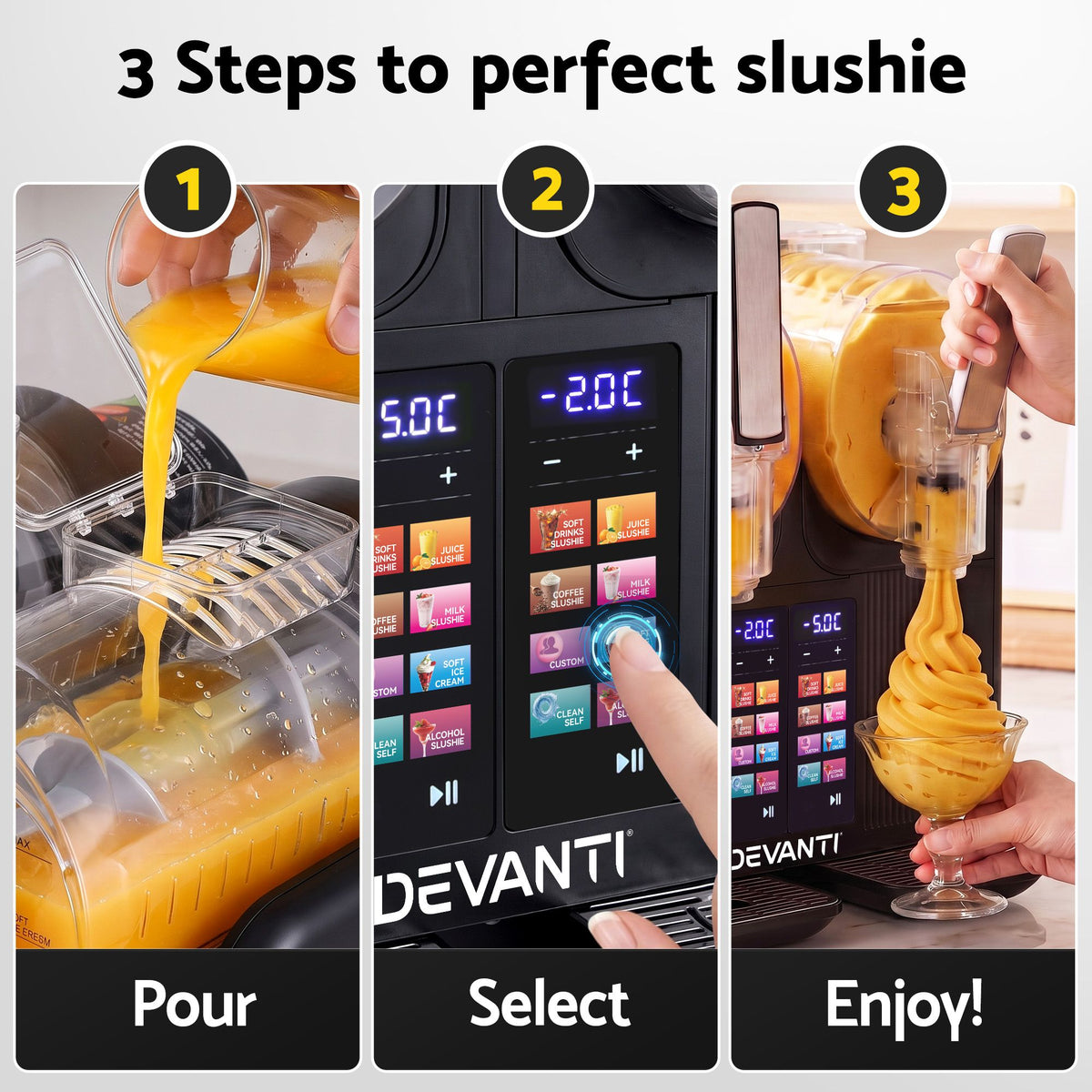 Devanti Slushie Machine 4L Dual Tanks Frozen Drink Ice Cream Maker