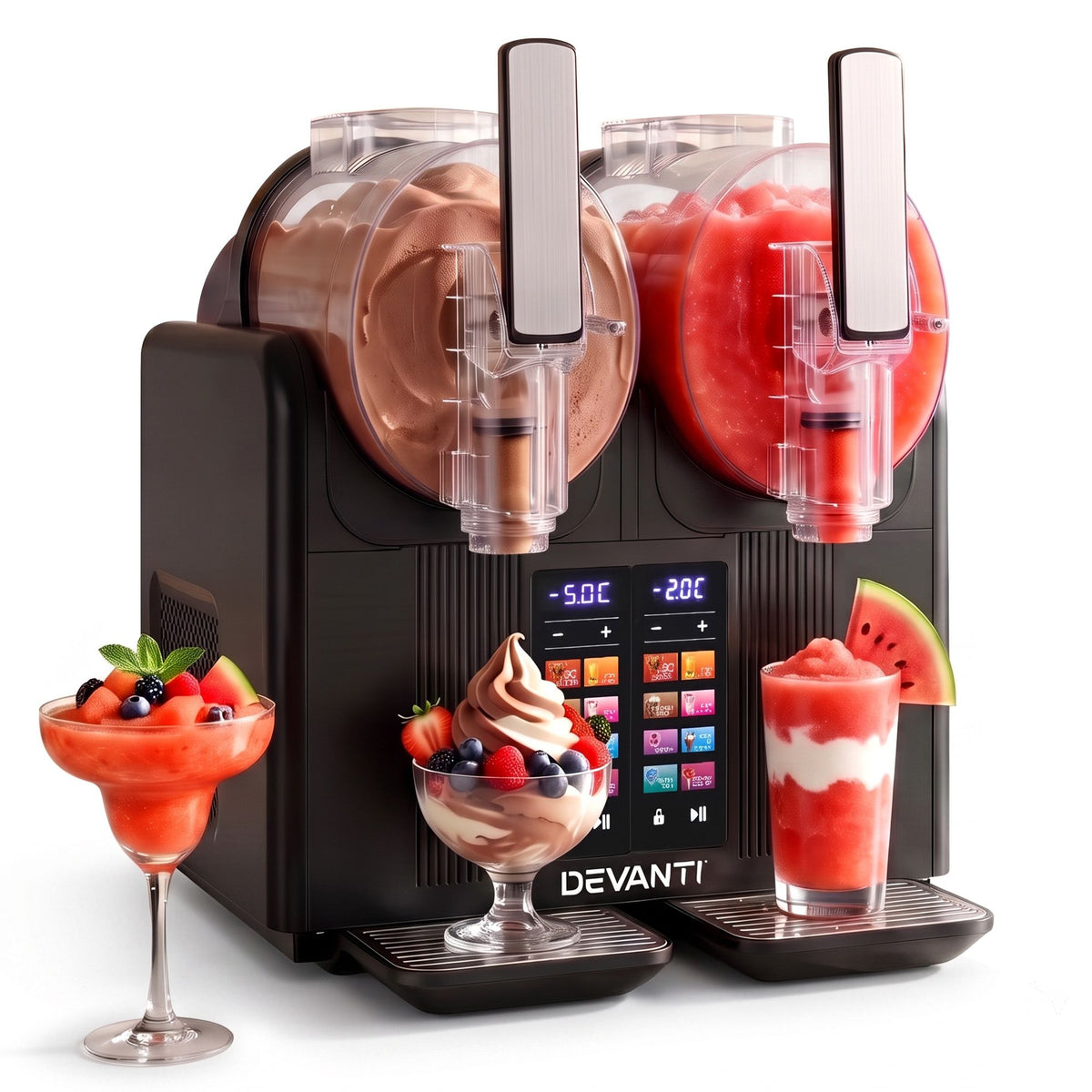Devanti Slushie Machine 4L Dual Tanks Frozen Drink Ice Cream Maker