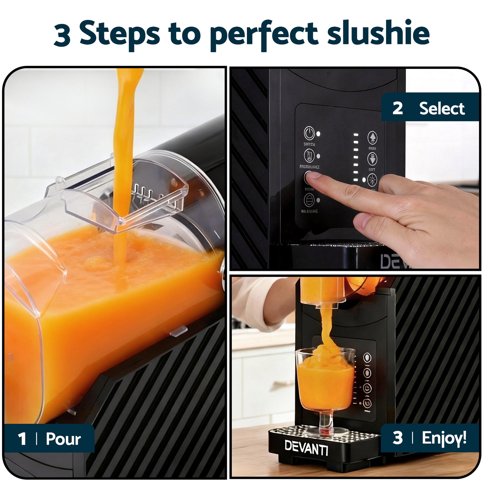 Devanti 1.8L Slushie Machine Maker Frozen Smoothies Milkshakes Black