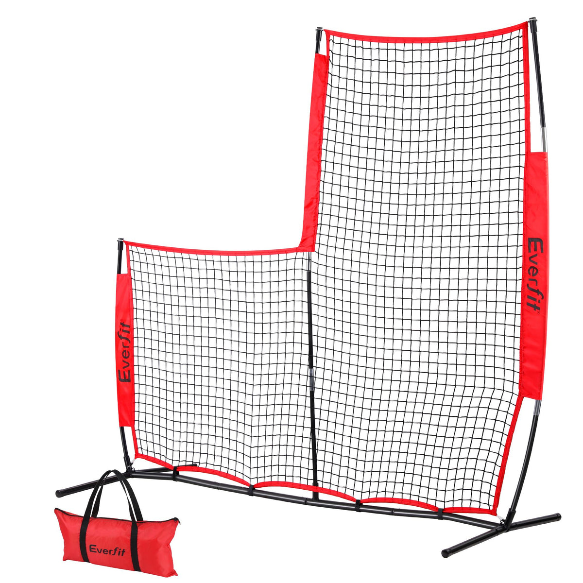 Everfit Baseball Pitching Net L Screen Softball Practice Portable Black