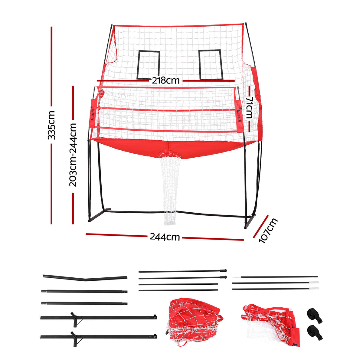 Everfit 8ft Volleyball Net Training Equipment Adjustable Height Portable with Ball and Bag