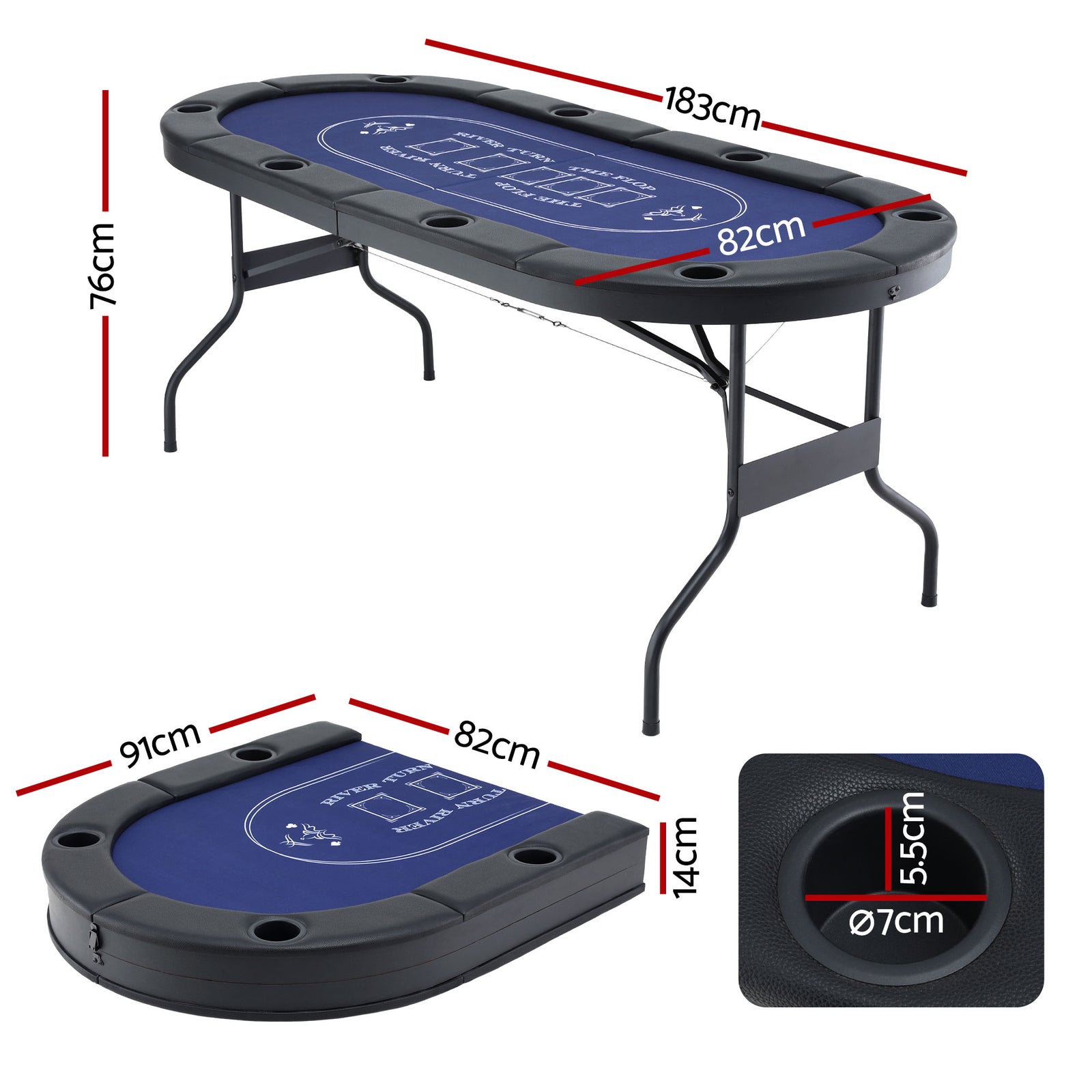 Poker Table Top Folding Poker Table 8 Player 183cm