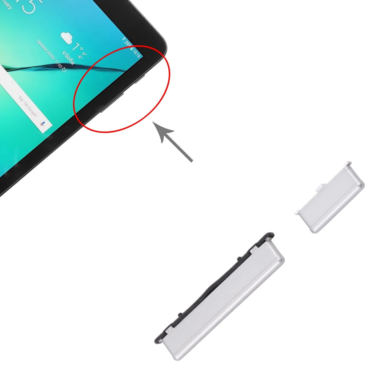 Silver Power & Volume Buttons For Samsung Galaxy Tab S3 9.7-1915196599093563395