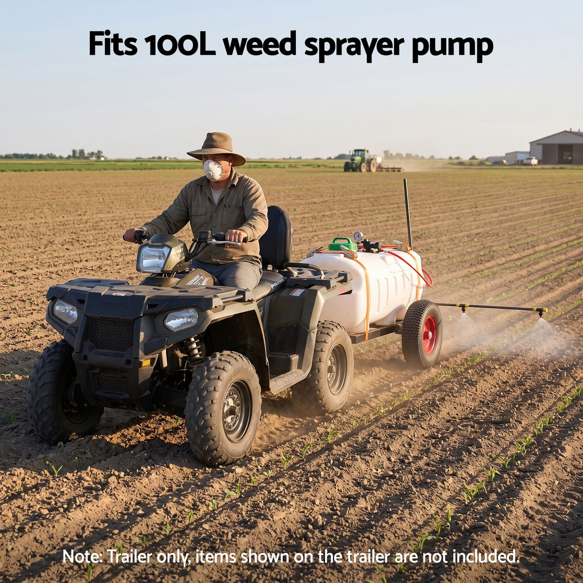 Giantz 150kg ATV Garden Trailer Weed Sprayer Tow Behind Cart Ride on Mower Attachment Black