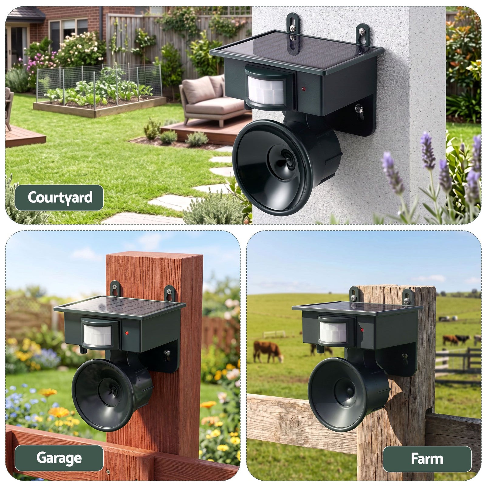 Gardeon Solar Ultrasonic Animal Deterrent PIR Motion Sensor Outdoor Garden Green