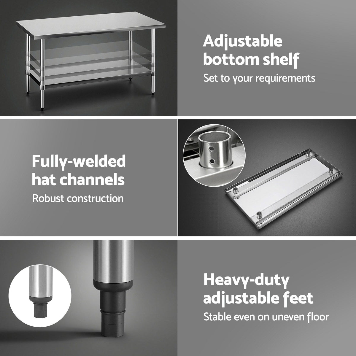 Cefito 1524x762mm Stainless Steel Kitchen Bench 430