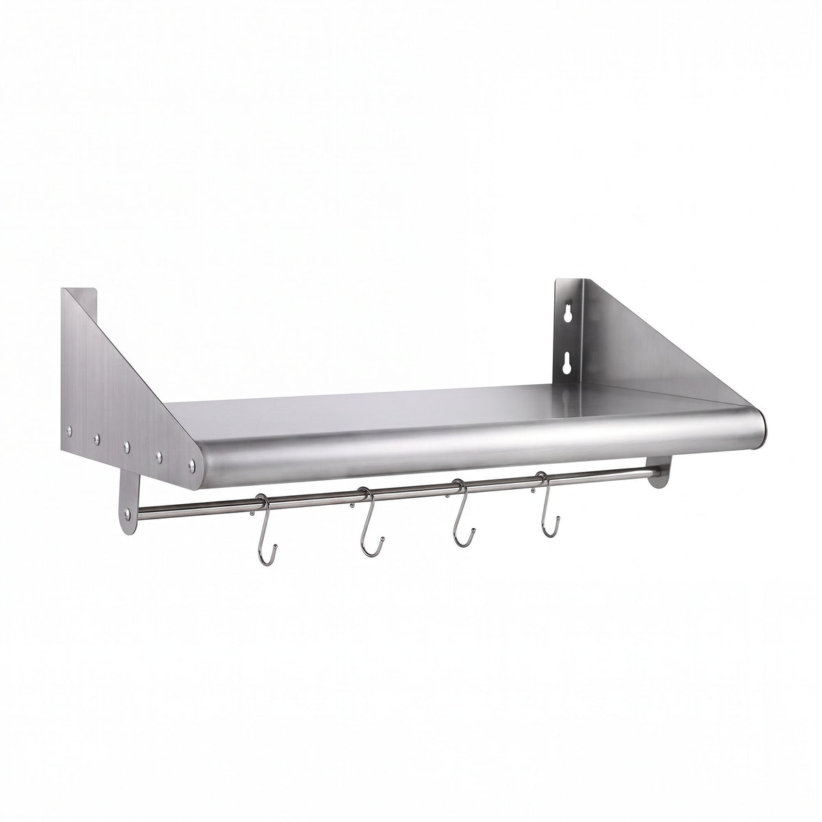Cefito 610mm 430 Stainless Steel Wall Shelf with Hooks and Side Guards