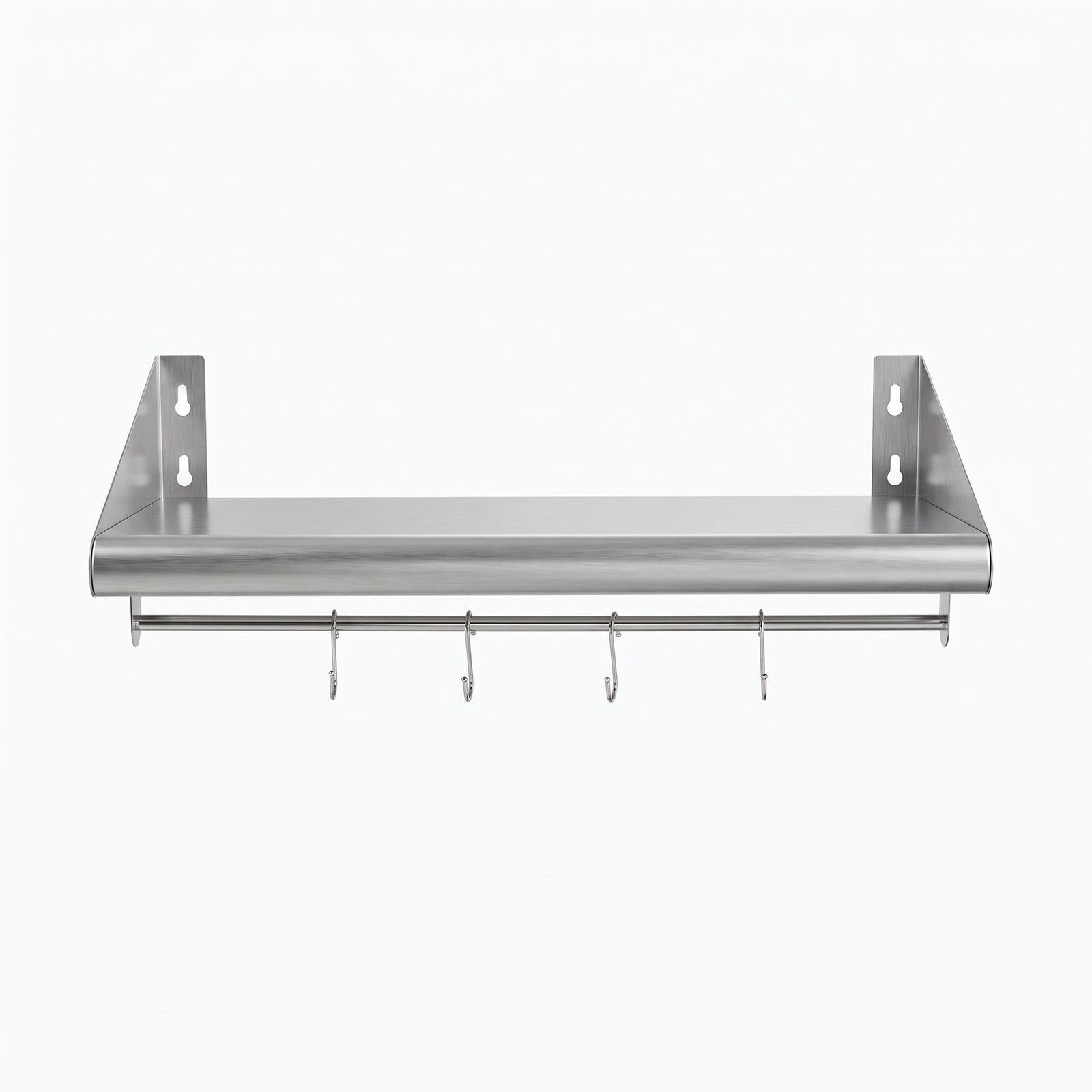 Cefito 610mm 430 Stainless Steel Wall Shelf with Hooks and Side Guards