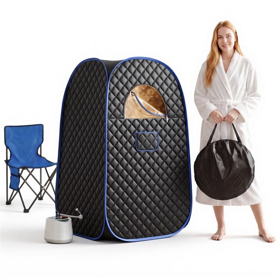 Devanti Portable Steam Sauna Tent 1-Min PoP Up 1000W 2L Steamer Home SPA Timer
