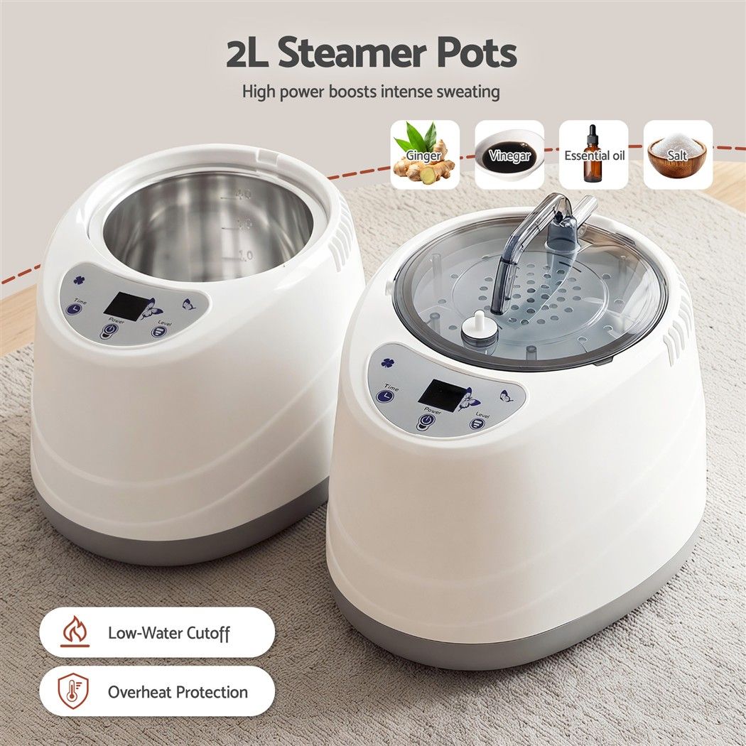 Devanti Portable Steam Sauna Tent 1-Min PoP Up 1000W 2L Steamer Home SPA Timer