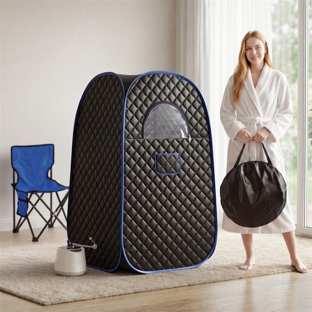 Devanti Portable Steam Sauna Tent 1-Min PoP Up 1000W 2L Steamer Home SPA Timer