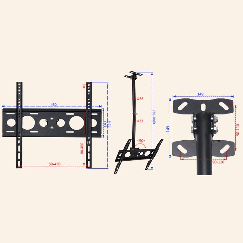 Adjustable Single Screen Tv Wall / Ceiling Mount - 32-65 Inch 0.5-2M Range-1964932361577697285
