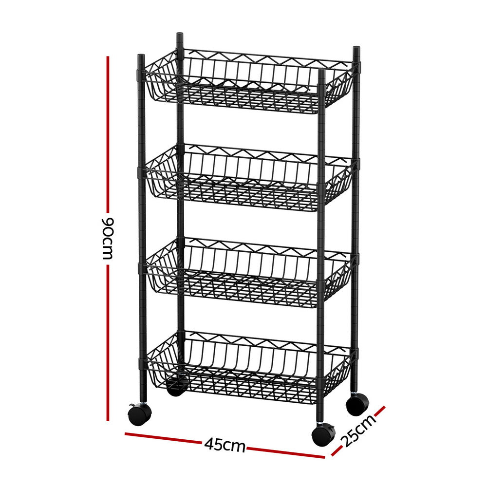 Artiss 4-Tier Shelving Unit Adjustable Garage Storage Kitchen Rack With Wheels