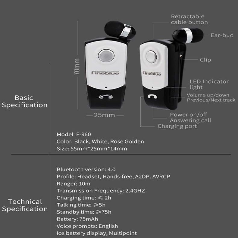 Retractable Bluetooth Headset With Caller Vibration Reminder-1915198135861383173