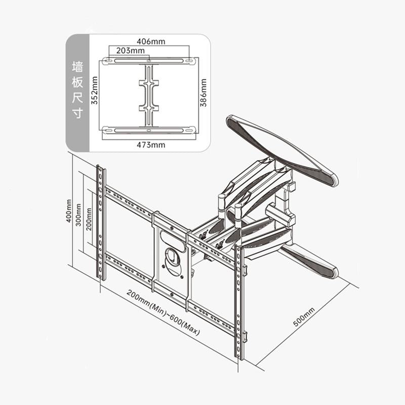 Swivel Tv Wall Mount For 55-85 Led / Lcd - All-Moving Cantilever Design-1964932258087440387