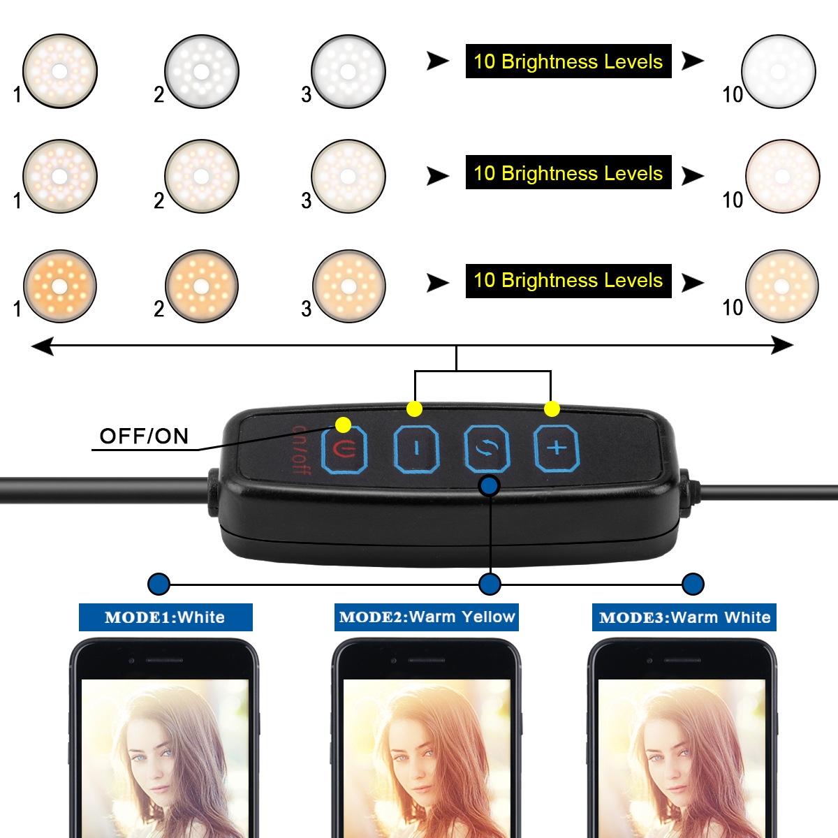 Dimmable Led Ring Lamp With Phone Tripod Stand-1915197576462864385