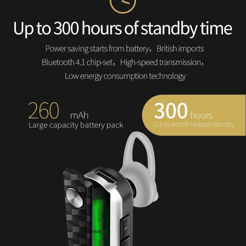 Wireless Bluetooth Earbud For Hands-Free Calls And Music - Large Battery - Black-1915198365126234114