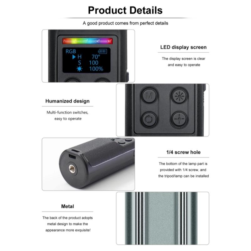 Lcd Display Rgb Handheld Video Light Stick-1915198028403314694