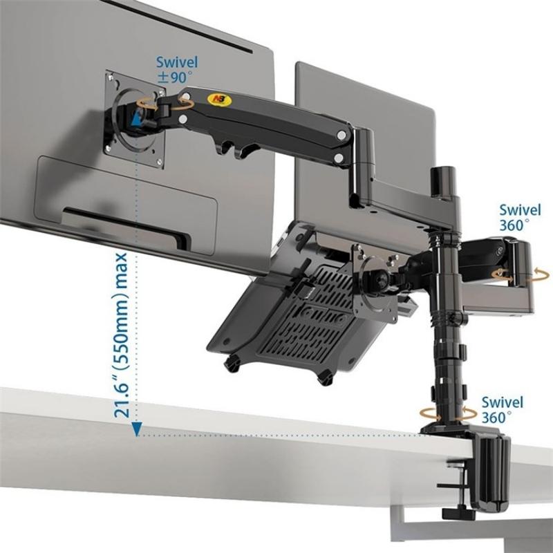 Full Motion Dual Arm Clamp For 22-32 Inch Lcd Tv Monitor Desk Holder With Gas Spring-1964932234410594305