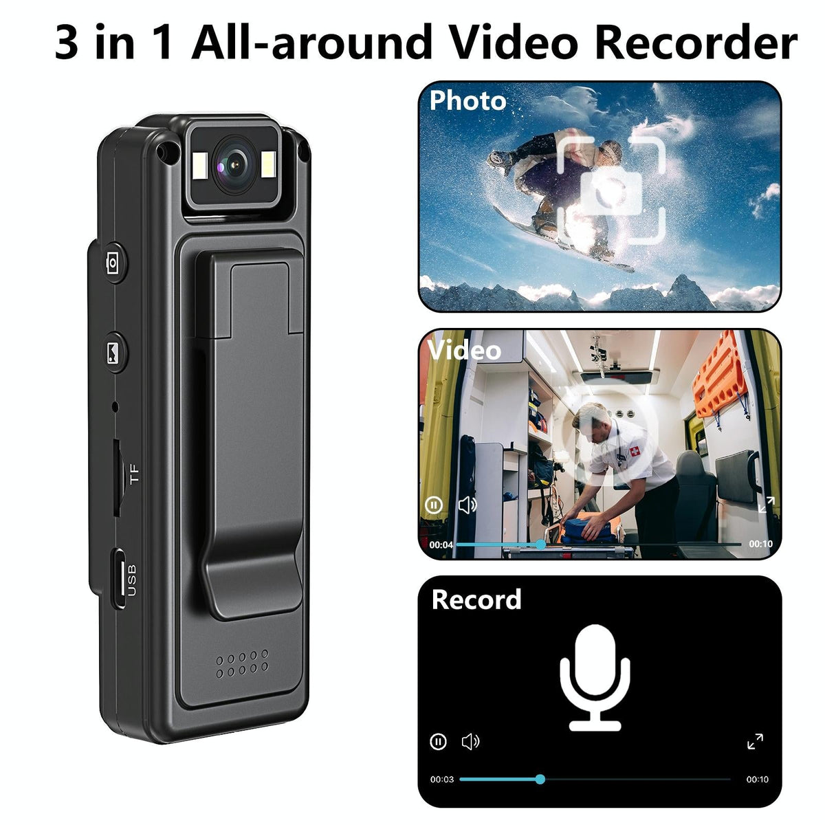 Outdoor Sports Night Vision Camera With 180 Degree Rotation For Video Recording-1922443407213596677