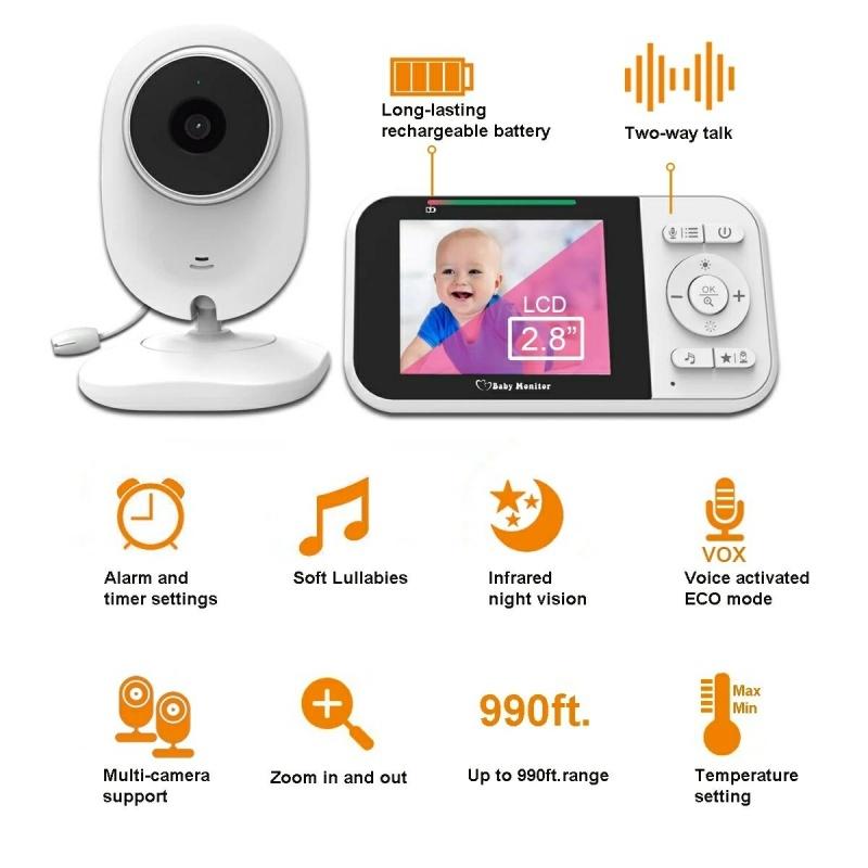 2-Way Voice Baby Monitor With Temperature Detection And 2.8 Lcd Screen-1915196527257718785