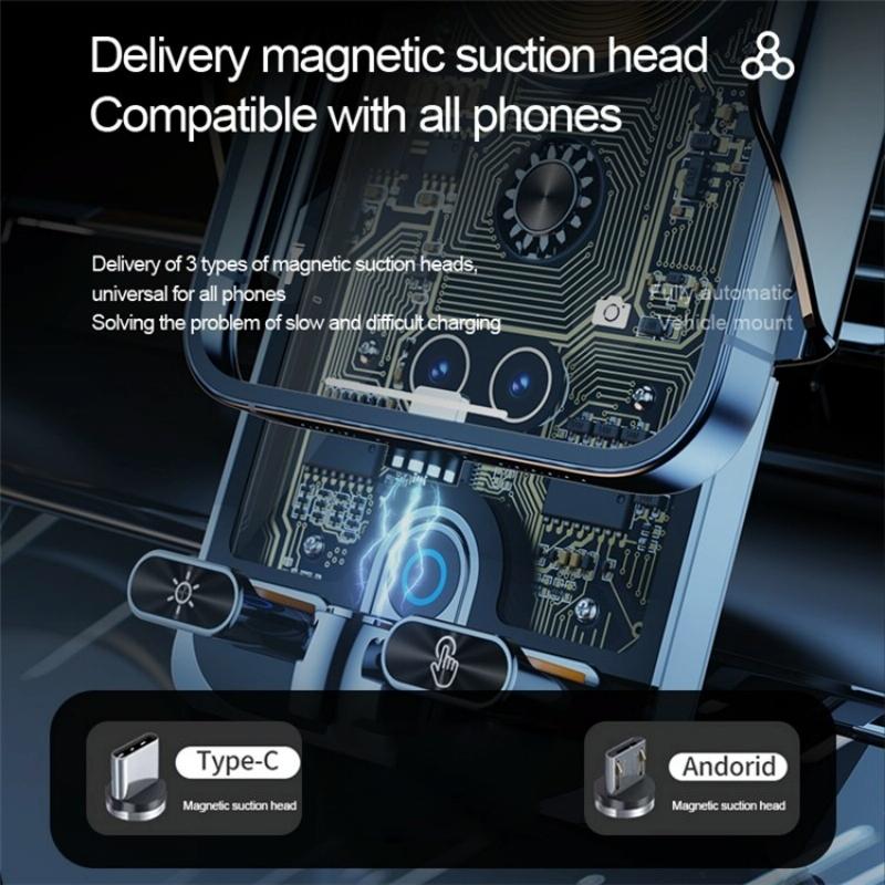 Wireless Car Charger With Infrared Sensor And Aluminum Bracket - Transparent Black-1915196926257664003