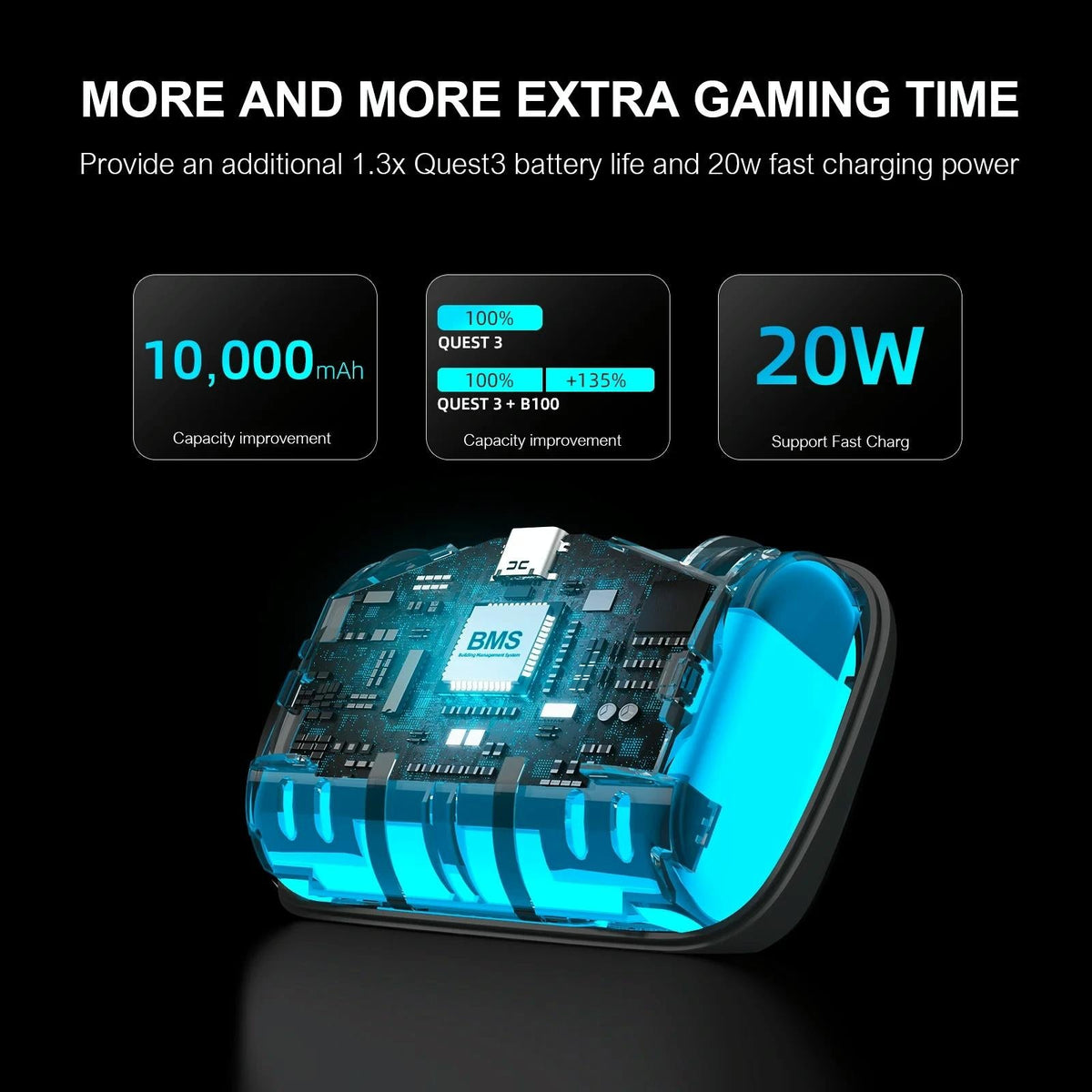 Meta Quest 3 Vr Head Strap 10000mah Battery-1922443391153606659