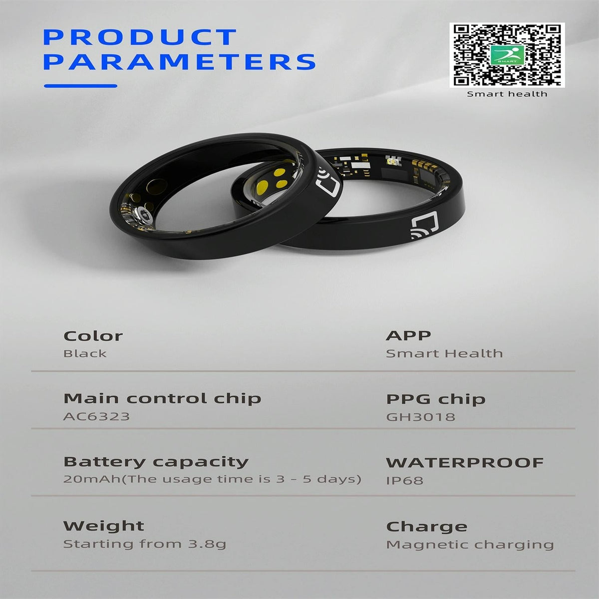 Smart Ring With Heart Rate Blood Oxygen Sleep Monitoring And Multiple Sports Modes - Black Size 13-1964932206904348677